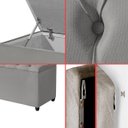 Ver imagem 6 de Cabeceira Casal Paris Estofada Painel com Recamier Baú 130cm para Cama Box Cinza - Arkell