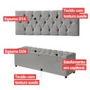 Ver imagem 5 de Cabeceira Casal Paris Estofada Painel com Recamier Baú 130cm para Cama Box Cinza - Arkell
