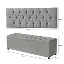 Ver mais imagens de Cabeceira Casal Paris Estofada Painel com Recamier Baú 130cm para Cama Box Cinza - Arkell
