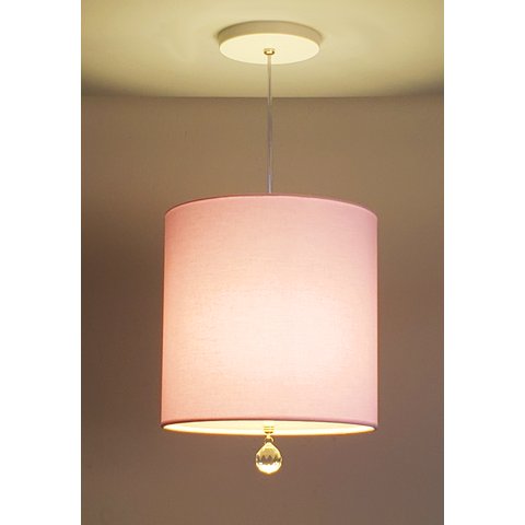 Luminária Pendente Com Cristal Cúpula Rosa 25x25 1E27