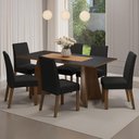 Ver imagem 1 de Conjunto Sala de Jantar Mesa Tampo de Madeira 6 Cadeiras Madesa Rustic-preto-oxford