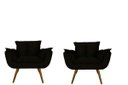 Ver imagem 1 de Jogo 2 Poltronas Decorativa Estofada Para Consultório Opala Suede Preto - LM DECOR
