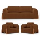 Ver imagem 1 de Kit 02 Poltronas e 01 Sofá Bloom 200cm 03 Lugares com Pés de Madeira Bouclê Terracota - Desk Design