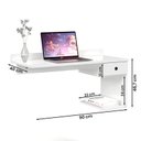 Ver imagem 3 de Escrivaninha Suspensa Quarto para Notebook com 1 Gaveta Branco - Ej Moveis