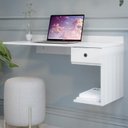 Ver imagem 1 de Escrivaninha Suspensa Quarto para Notebook com 1 Gaveta Branco - Ej Moveis