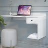 Escrivaninha Suspensa Quarto para Notebook com 1 Gaveta Branco - Ej Moveis - 1