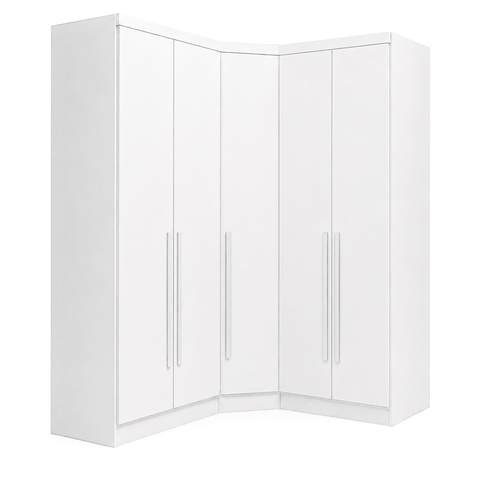 Guarda-Roupa Modulado de Canto Oblíquo 5 Portas 6 Gavetas 100% MDF Cairo
