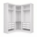 Ver imagem 4 de Guarda-Roupa Modulado de Canto Oblíquo 5 Portas 6 Gavetas 100% MDF Cairo Branco/Neve