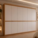 Ver imagem 1 de Guarda-Roupa Casal 100% MDF com 6 Portas e 4 Gavetas 220cm Multimóveis CR35542 Madeirado/Off White