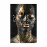 Quadro Mulher Face Tinta Borrada Preto e Dourado - Tela Única - 200 x 120 cm - Branca - 1