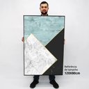 Ver imagem 2 de Quadro Decorativo em Canvas Geométrico Mármore Luxo Prime TaColado Moldura Flutuante 4,5cm Freijó 12