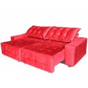 Ver imagem 3 de Sofá Euro Retrátil Reclinável 220cm Veludo Vermelho