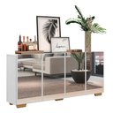 Ver imagem 1 de Aparador Buffet com Espelho Multimóveis Vegas com 4 Portas FG3560 Branco/Natural