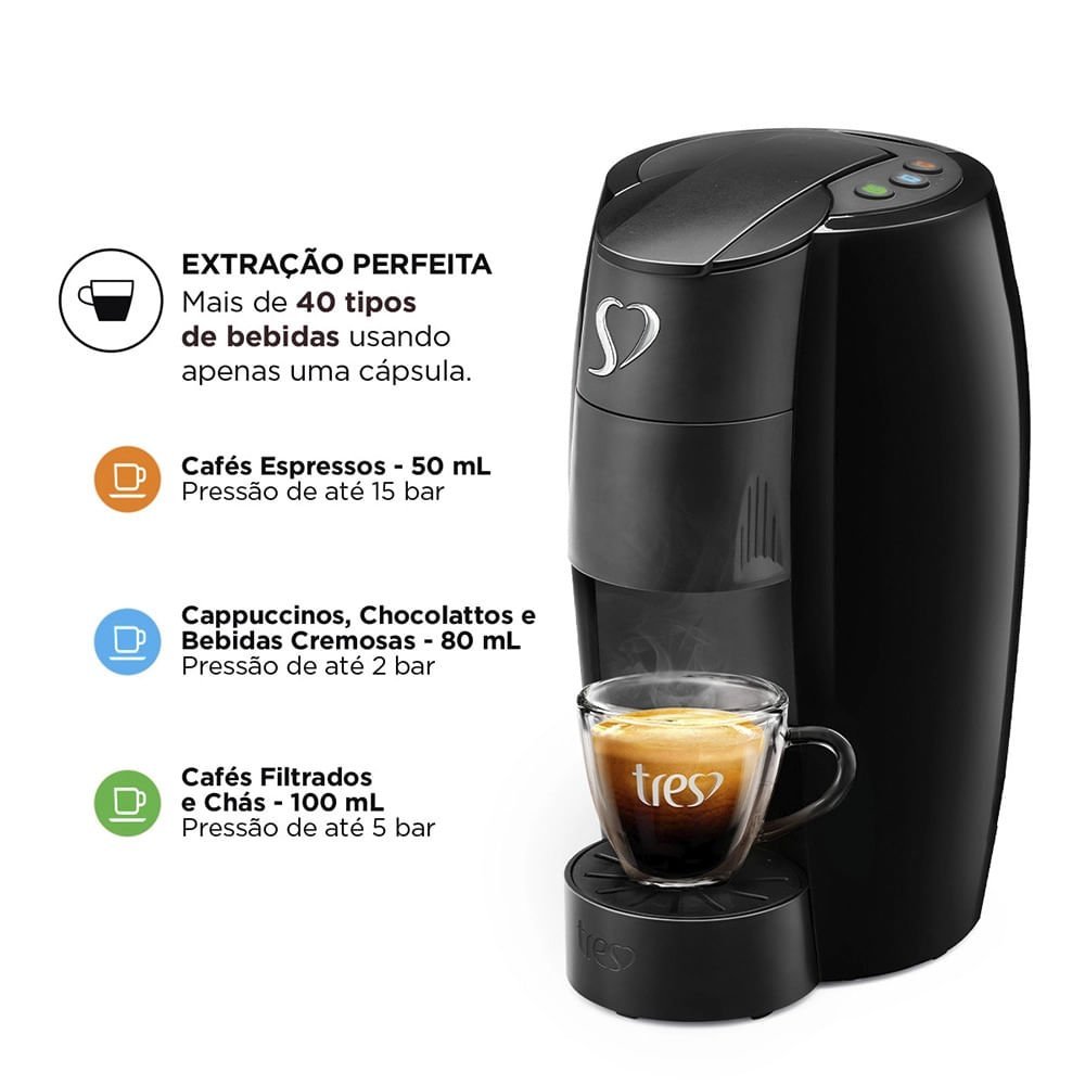 Cafeteira Elétrica Automática Espresso 3 Corações LOV Preta - 220V - 4