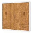 Ver imagem 3 de Guarda-roupa Casal Mondo 6 Portas 4 Gavetas Branco/cinamomo - Pnr Móveis