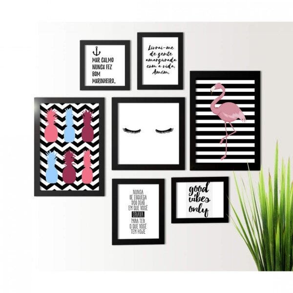 Kit de Quadros Decorativos Abacaxi Flamingo Los Quadros - 1
