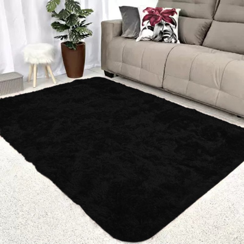 Tapete Felpudo 3,00 x 2,00 Peludo Para Sala E Quarto Casu Cor: Preto;Tamanho: 300x200cm - 4