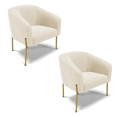 Cadeira Sala de Jantar Pé de Ferro Dourado Kit 2 Stella Veludo D03 - D'Rossi