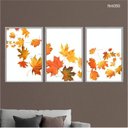Ver imagem 2 de Kit 03 Quadros Decorativos - Folhas de Outono Ao Vento Flnt050 - Vidro com Impressão Uv - 60x80cm
