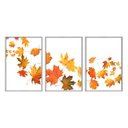 Ver imagem 1 de Kit 03 Quadros Decorativos - Folhas de Outono Ao Vento Flnt050 - Vidro com Impressão Uv - 60x80cm