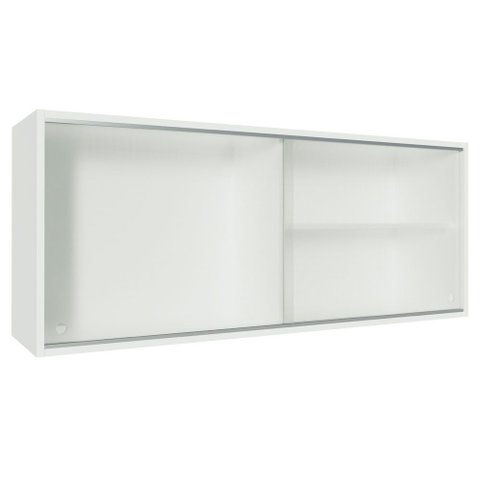 Armário de Cozinha Aéreo 100% Mdf 2 Portas de Correr de Vidro Branco Acordes Madesa