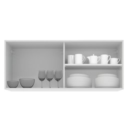 Armário de Cozinha Aéreo 100% Mdf 2 Portas de Correr de Vidro Branco Acordes Madesa - 4 Armário de Cozinha Aéreo 100% Mdf 2 Portas de Correr de Vidro Branco Acordes Madesa - 4