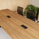 Ver imagem 6 de Mesa de Reunião Escritório 300cm x 110cm 08 Pessoas 2 Caixas para Tomadas 100% MDF Freijó com