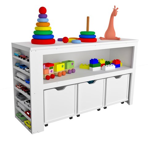 Organizador com Baús e Porta Carrinhos Alexis 100% Mdf Woodcore