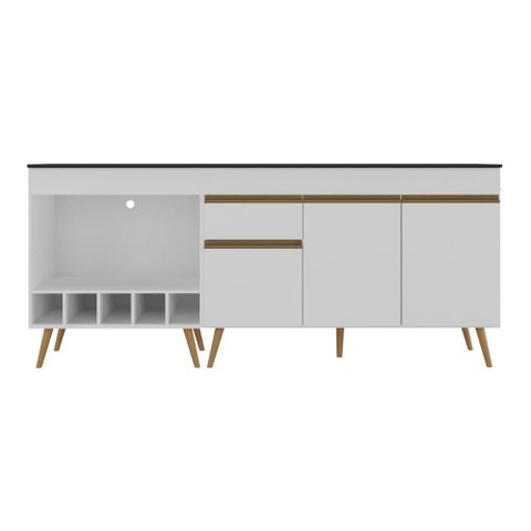 Kit Balcão de Cozinha para Pia e Balcão para Cooktop/Forno 190cm Veneza Multimóveis MP3777 Branco