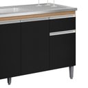 Ver imagem 3 de Balcão Pia Tatiane 145cm 4 Portas Amêndoa/preto sem Tampo - Ajl Móveis