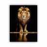 Quadro Leão Reflexo Vertical - Tela Única - 200 x 100 cm - Preta - 1