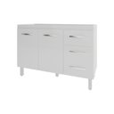 Ver imagem 1 de Balcão Armário Gabinete para Pia de Cozinha 118 Cm Bruna 2 Portas e 3 Gaveta Branco