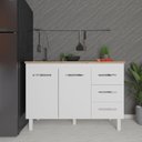 Ver imagem 3 de Balcão Armário Gabinete para Pia de Cozinha 118 Cm Bruna 2 Portas e 3 Gaveta Branco