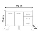 Ver imagem 6 de Balcão Armário Gabinete para Pia de Cozinha 118 Cm Bruna 2 Portas e 3 Gaveta Branco