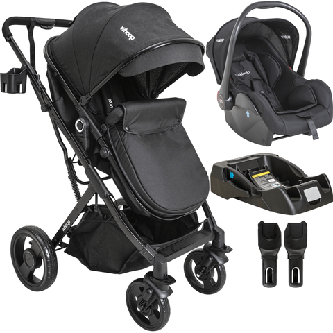 Carrinho de Bebe Kiddo Vox Ii com Bebe Conforto e Base Preto