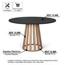 Ver imagem 2 de Mesa de Jantar Redonda Gabi Pret/jade com 4 Cadeiras Estofadas Ella Cinza Escuro