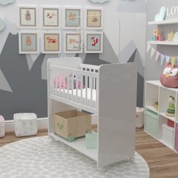 Mini Berço Compacto Portátil para Bebê com Grade Movel Rodízio Colchão Suporte para Mosquiteiro e Pr - 4