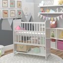 Ver imagem 3 de Mini Berço Compacto Portátil para Bebê com Grade Movel Rodízio Colchão Suporte para Mosquiteiro e Pr