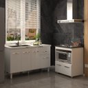 Ver imagem 2 de Balcão Cozinha Gabinete de Pia 140 Cm Camila e Balcão Evelyn para Fogão Cooktop 4 Bocas e Forno Elét