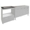 Ver imagem 4 de Balcão Cozinha Gabinete de Pia 140 Cm Camila e Balcão Evelyn para Fogão Cooktop 4 Bocas e Forno Elét
