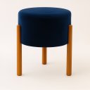 Ver imagem 3 de Puff Apolo Pes de Madeira Azul Veludo