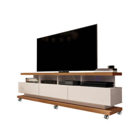 Rack de TV para Sala com Gavetas Vivare Giga Móveis:OffWhite/Freijó
