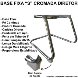 Base Fixa Cromada S Cadeira Diretor Tubo 1 Polegada Furação 20x15 - 5