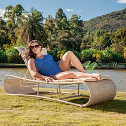 Espreguiçadeira Piscina Luxo Fibra Sintetica com Almofada - 4