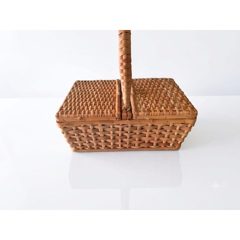 Cesta de Piquenique em Vime Artesanal Media 40 x 27 x 17
