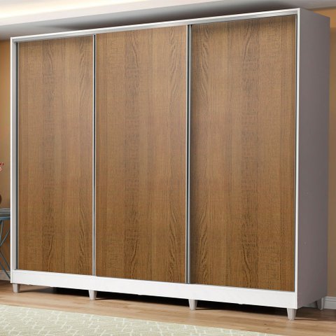 Guarda Roupa Casal 100% Mdf Madesa Royale 3 Portas de Correr com Pés