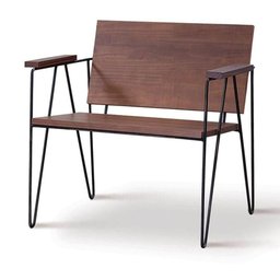 Poltrona Vegas Linha Industrial Daf Móveis em Madeira Maciça 20 mm Castanho Base Aço Carbono - 1