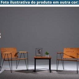 Poltrona Vegas Linha Industrial Daf Móveis em Madeira Maciça 20 mm Castanho Base Aço Carbono - 3