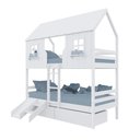 Ver imagem 2 de Beliche Casinha Encantada com 02 Gavetas Kit Escada/ Escorregador Madeira Maciça Branco Housin