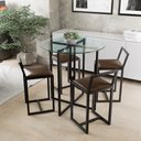 Ver imagem 1 de Conjunto Mesa 4 Cadeiras Estofado Tampo Vidro Redondo Industrial Black